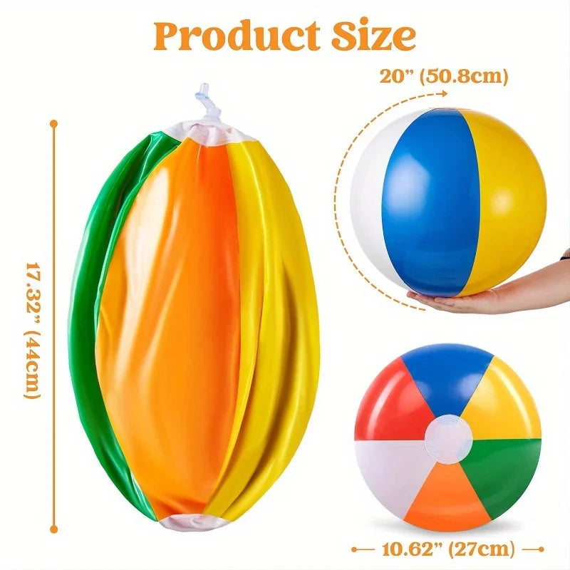 4 Pack 20" Beach Balls Large Rainbow Beach Ball Inflatable Pool Toys for Adults Kids Party Supplies Decorations Birthday