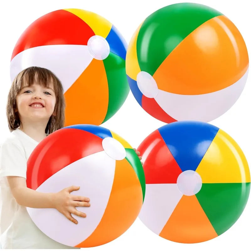 4 Pack 20" Beach Balls Large Rainbow Beach Ball Inflatable Pool Toys for Adults Kids Party Supplies Decorations Birthday