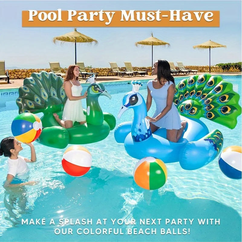 4 Pack 20" Beach Balls Large Rainbow Beach Ball Inflatable Pool Toys for Adults Kids Party Supplies Decorations Birthday